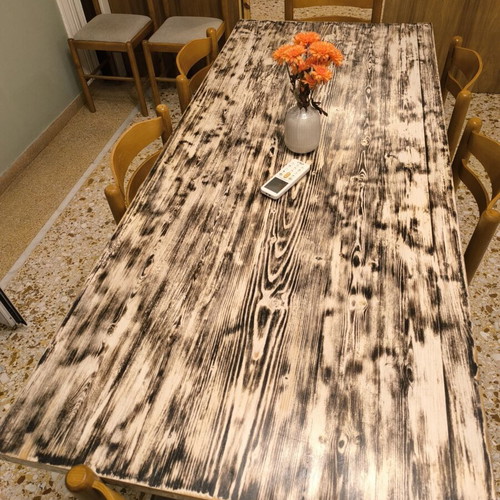Handmade table with sturdy detachable base, 180x68 cm
