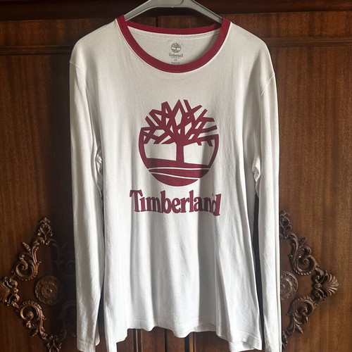 Timberland long sleeve shirt used, size XL, white and red