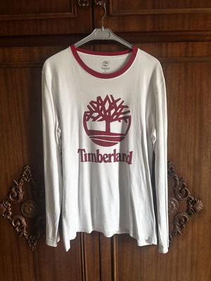 Timberland long sleeve shirt used, size XL, white and red