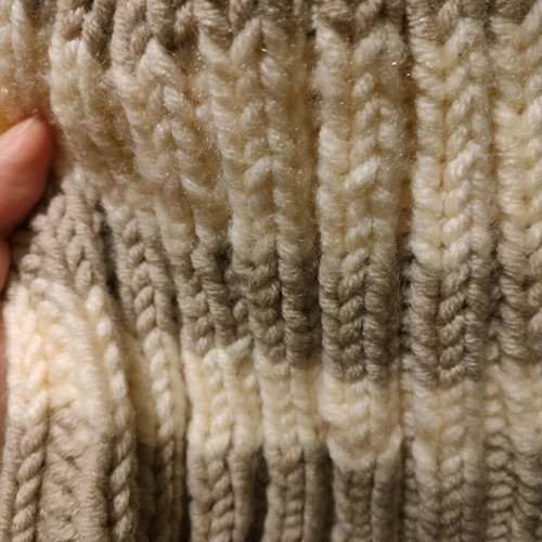 Knitted handmade wool hat new, gray and beige