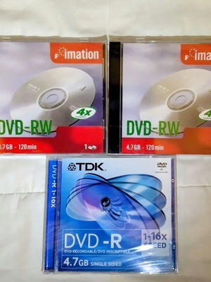 Imation DVD-RW 4.7 GB and TDK DVD-R pack, new, 3 discs