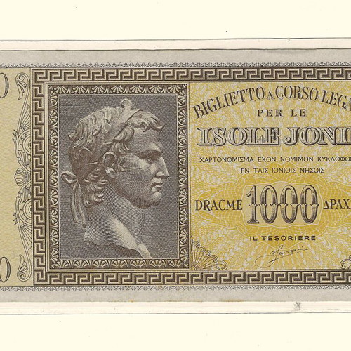 Ionian State 1941 1,000 Drachmae used