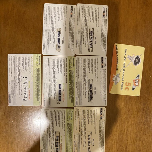Phone cards like new, set of 7 different