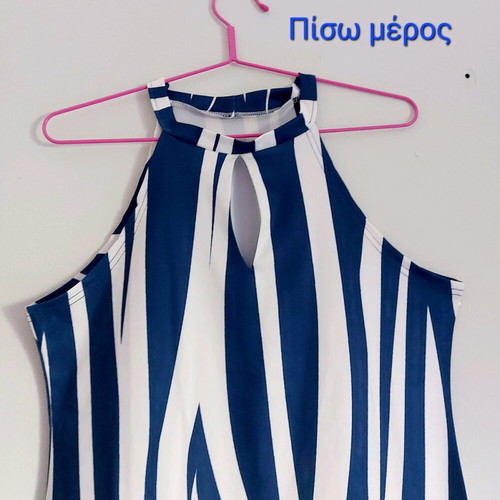Μπλουζοφόρεμα αμάνικο μπλε με άσπρο νούμερο L καινούργιο