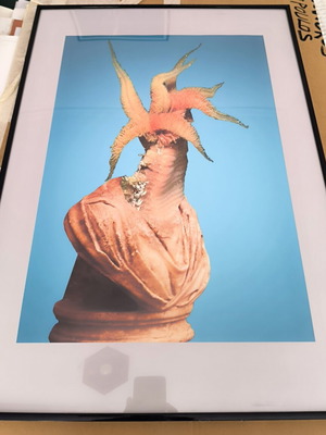 Digital Collage 2020 framed, like new, surreal modern art