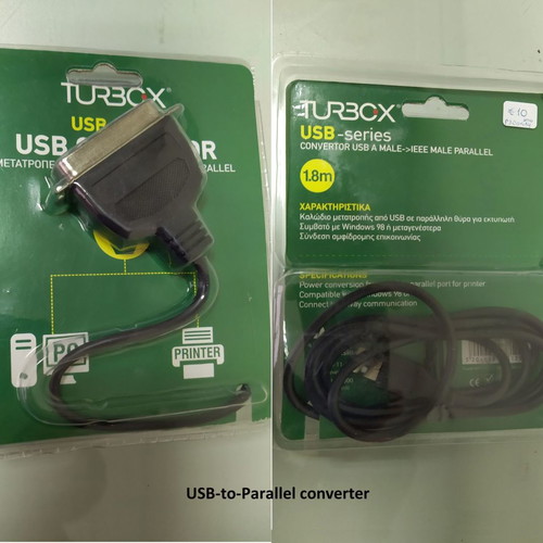 USB to parallel converter cable new, 1.8 m, DB25 port