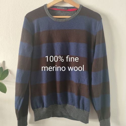 Ferrante striped pullover 100% merino wool like new, M/L