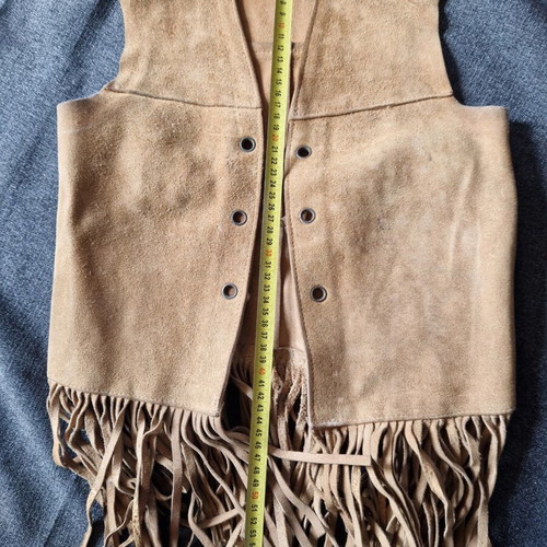 Genuine Leather Coat small, used, beige with fringes