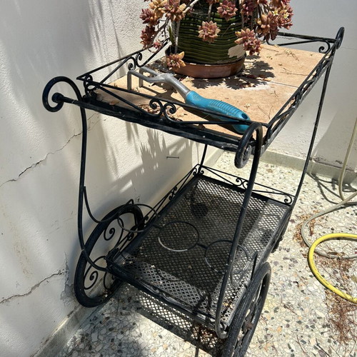 Fer Forge Outdoor Dining Set used, includes cushions