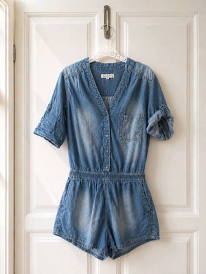 Moss Copenhagen denim playsuit used, blue cotton