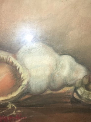 Ζωγραφική με κιμωλία μεταχειρισμένη του 1920 σε κάδρο