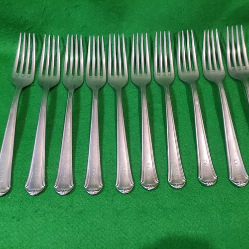 Nissiotis Rostfrei forks used, set of 10, collectible Xenia 1968