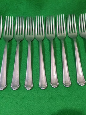 Nissiotis Rostfrei forks used, set of 10, collectible Xenia 1968