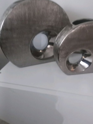 Decorative vases used, set of 2 gray silver flowerpots