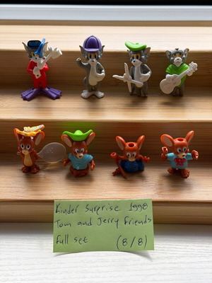 Φιγούρες Kinder έκπληξη Tom και Jerry 1998 μεταχειρισμένες, ολοκληρωμένη συλλογή 8 τεμαχίων