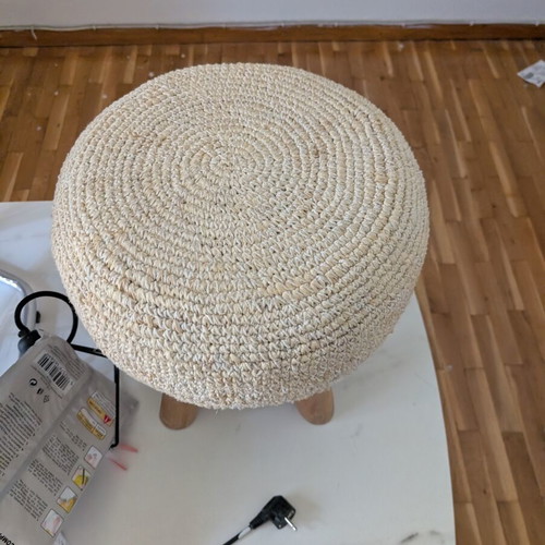 Stool like new, small with wood and fabric