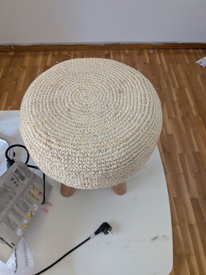 Stool like new, small with wood and fabric