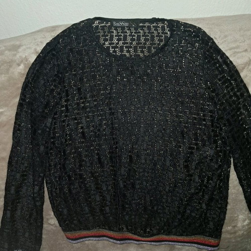 Black women's see-through blouse like new, evening with colorful sleeves