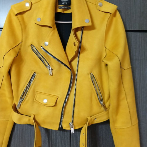 Clock House women's leather jacket like new, yellow, size L