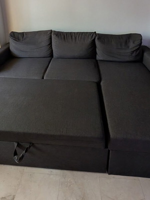 Corner sofa bed refurbished with storage space