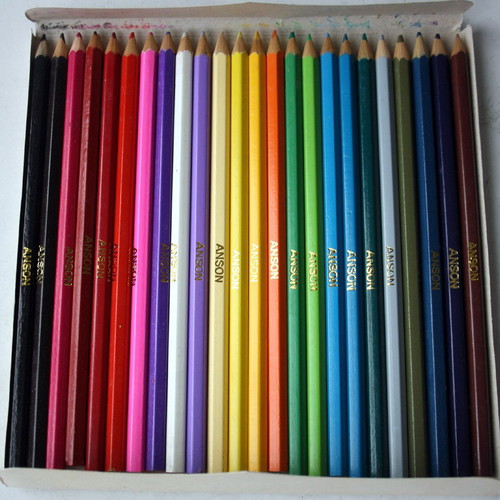 Vintage 80's 24x Anson large colored pencils new, Taiwan