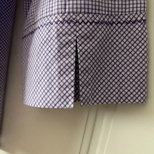 Women's checked shirt purple white 3/4 sleeve like new Clarina Collection