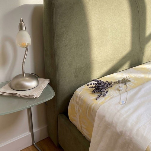 Eleni Natsi Solid Bed with Alcantara and TEMPUR Memory Foam Elite Mattress Like New