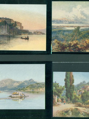 Πακέτο 4 παλιών λιθογραφιών Κέρκυρα, έκδοση Ασπιώτη, δεκαετία 1930