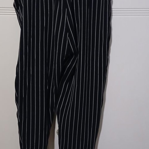 Attrattivo striped high-waist pants used, black with brown belt, size S
