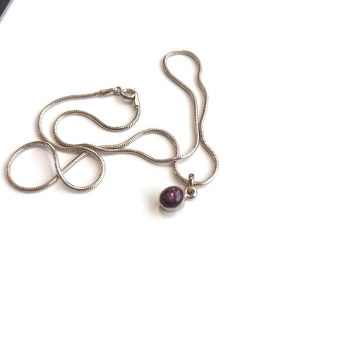 Sterling silver 925 necklace with amethyst pendant, like new