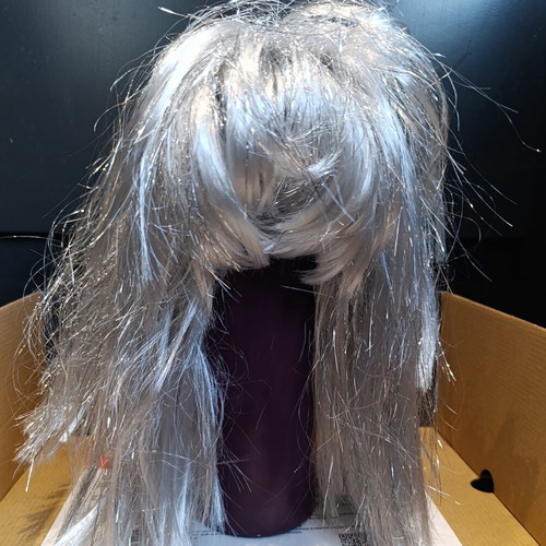 Silver/Platinum Wig with Bangs used for Cosplay and Carnival