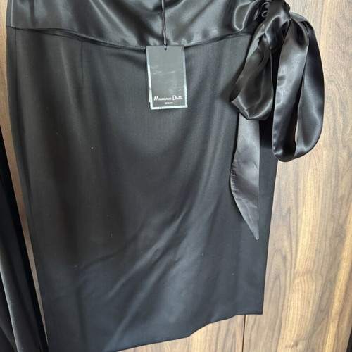 Massimo Dutti Black Tuxedo Blazer and Skirt Suit with Satin Details