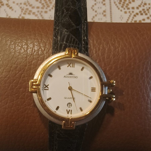 Aggostino Vintage Quartz Watch, Two-Tone, Date Display