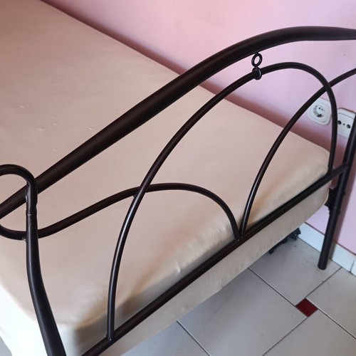 Metal bed 2.00 × 0.89 m, dark brown/black