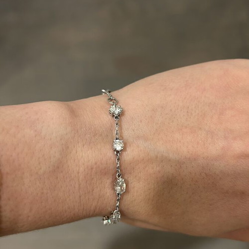 Swarovski jewelry set with bracelet and Matrix Baguette Cut ring like new, silver