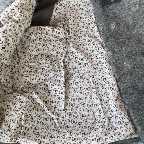 Zara baby grey Montgomery-style coat with leather pockets
