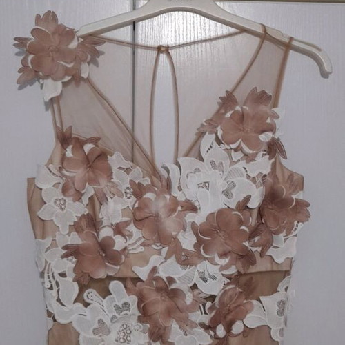 Spell maxi dress like new, beige with embroidered flowers and tulle