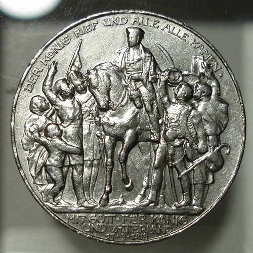 GERMAN STATES, PRUSSIA , COMMEMORATIVE  3 MARKS, WILHEM II, YEAR 1913.