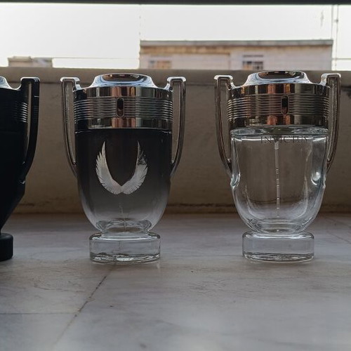 Invictus Paco Rabanne empty perfume bottles used, set of four