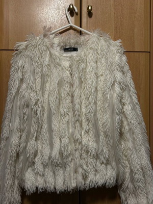 Anel White Fur Jacket Size S Like New With Pockets
