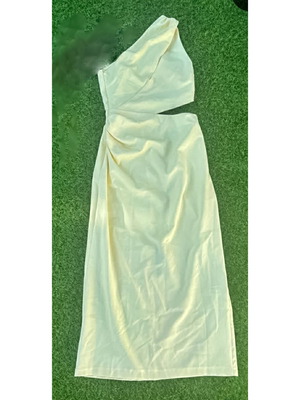 Φόρεμα One Shoulder Zara large σαν καινούργιο, απαλό κίτρινο