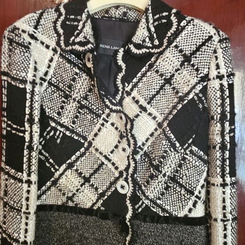 Regna Lange cardigan, black and white, cashmere, XL