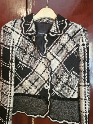 Regna Lange cardigan, black and white, cashmere, XL