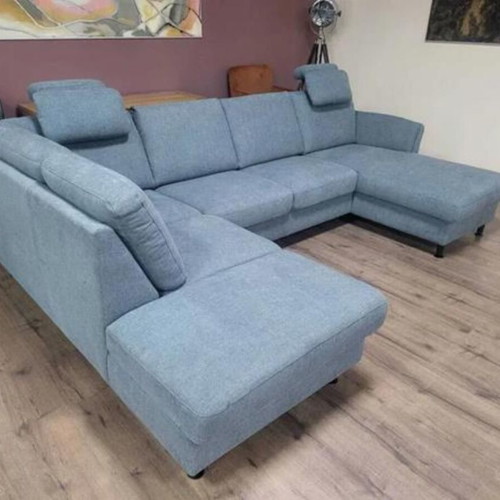 Blue Corner P-Shaped Fabric Sofa LS404520 New