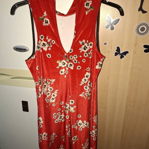Mini velour sleeveless dress like new, red and orange