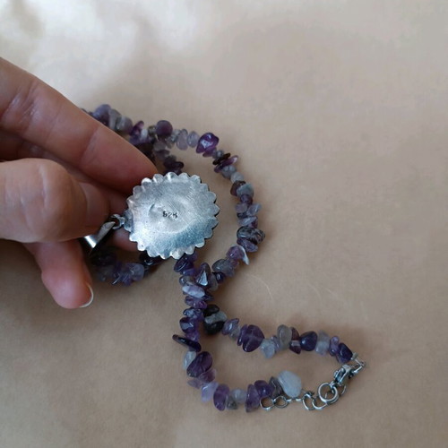 Gregio necklace like new with amethyst and vintage 925 pendant