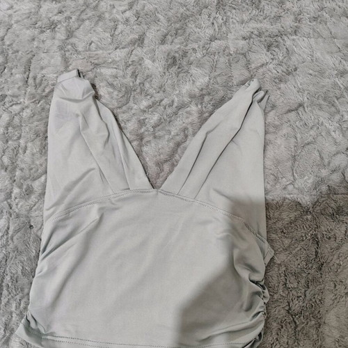 Grey blouse used with satin texture, size M