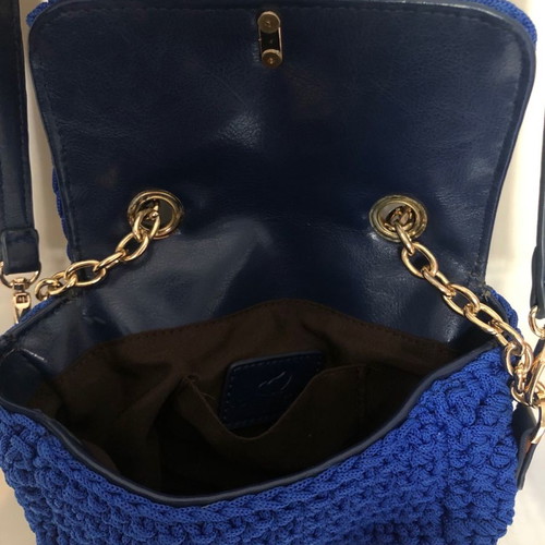 Twinset knitted crossbody bag blue new with detachable strap