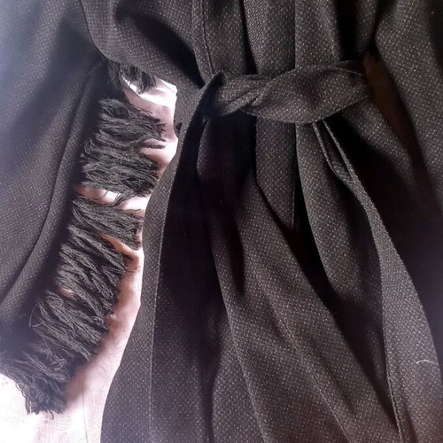 Regalinas women's cardigan like new with belt and fringes black