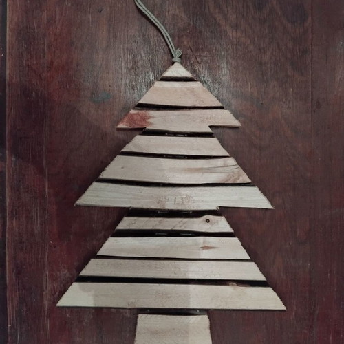 Christmas tree used, wooden hanging decoration